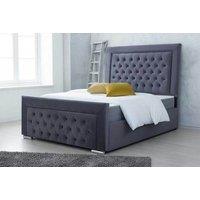 Crushed Velvet Hilton Upholstered Bed With Grand Headboard & Footboard - 5 Sizes, 5 Colours, Optional Gas Lift Storage