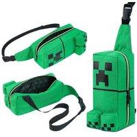Minecraft Durable Polyester Crossbody School Bag for Teens & Boys - Adjustable, Secure, Vibrant Green