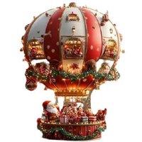 2D Acrylic Christmas Hot Air Balloon Santa Ornament - Festive Hanging Decoration, 15x19cm