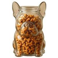 Crystal Glass French Bulldog Snack Jar - Decorative Tableware Treat Dispenser