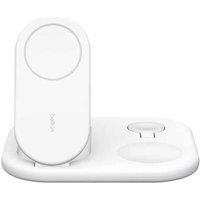 Belkin BOOST CHARGE 3-in-1 Wireless Charging Stand for iPhone, Apple Watch & AirPods - Fast MagSafe Wireless Charger, Foldable Portable Design | Wowch