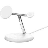 Belkin BoostCharge Pro 3-in-1 Wireless Charger Stand for iPhone, Apple Watch & AirPods - MagSafe Fast Charging, Qi2 Compatible, White