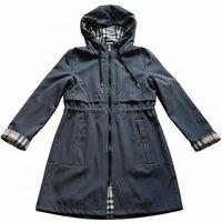 Black Women's Hooded Plaid Mid Length Trench Coat!