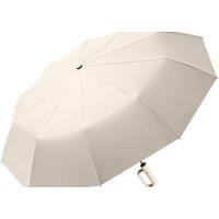 Unisex Black Fully Automatic Windproof Umbrella with Buckle - Compact Travel Accessory for Sun & Rain