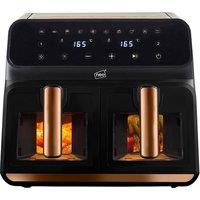 8.5L Family Size Digital Air Fryer with Dual Drawer & Touch Control Panel - Copper or Black - Optional Window