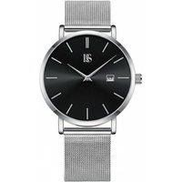 Crevo Silver Watch - Sleek Stainless Steel, Minimalist Black Dial Design