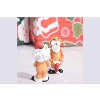 2Pcs 8cm Resin Santa Claus Hanging Baubles - Traditional Festive Christmas Tree Ornaments