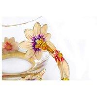 Elegant European Flower Glass Teacup & Spoon - Luxury Tea Drinkware
