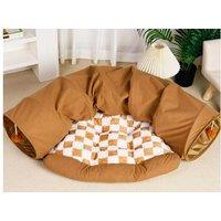 Collapsible Plush Cat Tunnel Bed - Interactive, Washable, Space-Saving Design