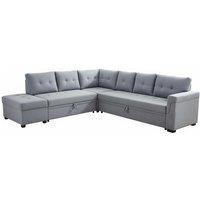 Versatile 3-Seater Upholstered Corner Sofa Bed with Storage, Grey