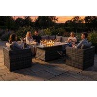 CLEARANCE! 8-Seater Weatherproof Rattan Dining Set with Fire Pit Table