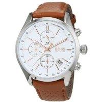 Hugo BOSS Men's Quartz Brown Leather Watch - Water-Resistant, Stainless Steel Case, Classic Style