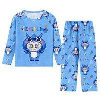 Stitch 2-Piece Kids' Pyjamas - 100% Polyester, Fun Cartoon Print, Machine Washable