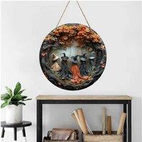 Acrylic Round Halloween Doorplate Sign - Durable Wall Art for Spooky Home Decor