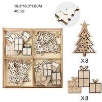 Wooden Christmas Ornaments & Festive Window Wall Decal Set - Eco-Friendly, Reusable, Classic Design