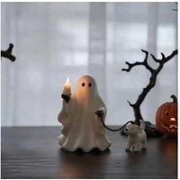 Ghost Pup Resin Candle Holder - Decorative Halloween Table Ornament