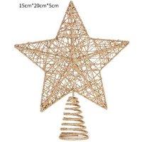 Glitter Christmas Tree Topper Star - Wrought Iron, Hollow Design, Festive Ornament
