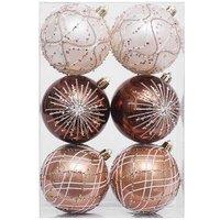 Set of 6 Shatterproof Painted Christmas Baubles - Multicolour Festive Ornaments