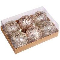 8cm Premium Transparent Painted Christmas Baubles Gift Box - Shatterproof Ornaments (Set of 6)