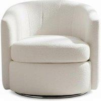 White Sherpa Swivel Accent Armchair with Contemporary Design