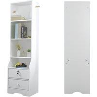 Organise with White Slim Shelving Unit Featuring Lockable Drawer