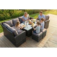 9-Seater Weather-Resistant Rattan High Back Garden Dining Set with Adjustable Table