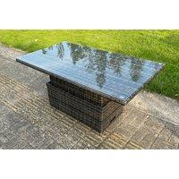 Grey Polyrattan Weather-Resistant Adjustable Dining Table Set