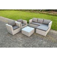 6-Seater Modern Polyrattan Garden Sofa Set - Weatherproof, Light Grey