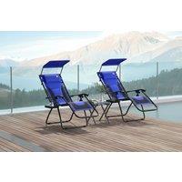 Outsunny Zero Gravity Recliner Chair Set - Foldable Steel Frame, Adjustable Outdoor Lounger, 2-Seater