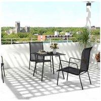 Outsunny Steel Square Garden Dining Table - Weather-Resistant, 4-Seater, 80x80cm Modern Outdoor Patio