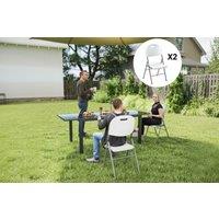 Outsunny Foldable Garden Chair Set - Heavy Duty Steel & HDPE, 2-Seater, Weather-Resistant, White