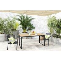 Outsunny 6-Seater Rectangular Garden Dining Table - Teak Wood Effect, Weather-Resistant Metal Frame