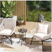 Outsunny Mosaic Tile Outdoor Side Table, Weather-Resistant Metal, 35.5cm, Orange