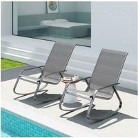Outsunny 2-Seater Steel Rocking Garden Chairs - Weather-Resistant Texteline, Modern Grey Outdoor Set