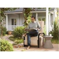 Outsunny 140 Reclining Rattan Garden Armchair - Weather-Resistant, Aluminium Frame, Brown/Khaki