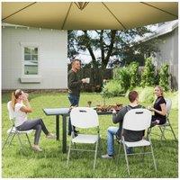 Outsunny Set of 4 Foldable Garden Chairs - White, Heavy-Duty Steel & HDPE, Space-Saving Outdoor Seating