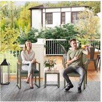 Outsunny Grey 3pc Rattan Bistro Set - Weather-Resistant Garden Chairs & Acacia Table