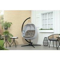 Outsunny Powder-Coated Hanging Egg Swing Chair, Indoor/Outdoor, Weather-Resistant, Brown