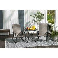 Outsunny Garden Rocking Chairs Set of 2 - Steel Frame, Weather-Resistant Texteline, High Back Support