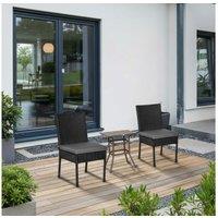 Outsunny Black Rattan Garden Dining Chair Set - 2-Seater, Weather-Resistant, Modern Outdoor Furniture