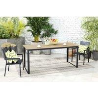 Outsunny 6-Seater Weather-Resistant Teak Effect Garden Dining Table - Slatted, Modern, 175cm