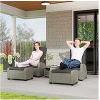 Outsunny 5-Piece Reclining Rattan Garden Furniture Set - Weather-Resistant Charcoal Grey with Cushions