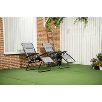 Outsunny Reclining Sun Lounger Set of 2 - Foldable Steel Frame, Breathable Mesh, with Footrest, 120kg Capacity, Modern Grey