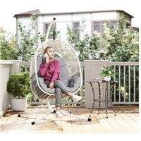 Outsunny Powder-Coated Steel Hanging Egg Hammock Chair, Adjustable Height, Indoor/Outdoor, Light Grey