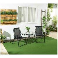 Outsunny Black Steel Mesh Folding Garden Chairs - Set of 2, Weather-Resistant, Portable