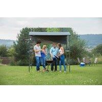 Outsunny Metal Frame Weather-Resistant BBQ Canopy Shelter - Grey, Fire Retardant, Spacious Outdoor Cooking Station