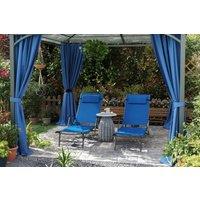 Outsunny 2pc Folding Sun Loungers Set - Blue, Adjustable Reclining, Weather-Resistant Steel, Modern Garden Furniture