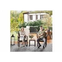 Outsunny 3-Piece White Rattan Bistro Set with Acacia Wood - Weather-Resistant Garden Furniture