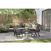 Outsunny Folding Rattan Dining Chair with Wooden Armrests - Steel Frame, Weather-Resistant, Foldable Garden Seating