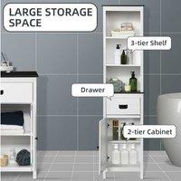 Kleankin Tall Bathroom Storage Cabinet - Slim Modular Wood Unit, Adjustable Shelves, Modern White